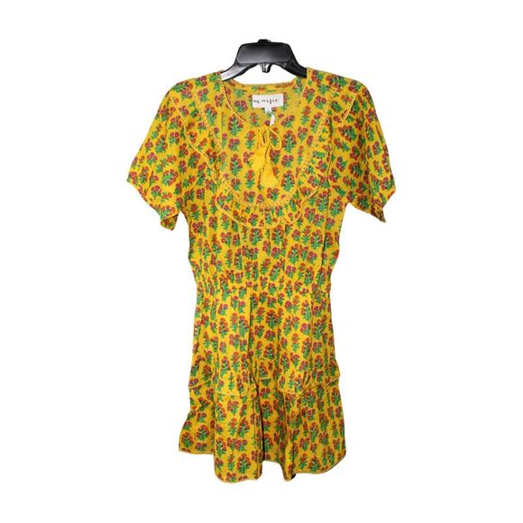 Maisic Womens BIB DETAILED ELASTIC WAIST MIN Casual, Yellow Combo, Size Small - Picture 5 of 6